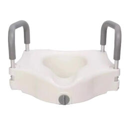Raised White Toilet Seat with Removable Padded Armrests AC881A