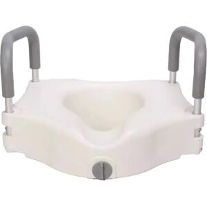 Raised White Toilet Seat with Removable Padded Armrests AC881A