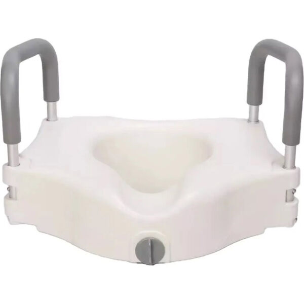 Raised White Toilet Seat with Removable Padded Armrests AC881A