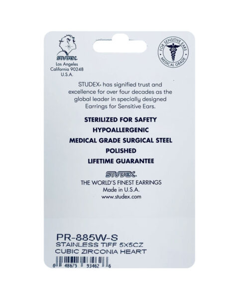 Studex Stainless Tiff Cubic Zirconia Heart PR-885W-S