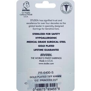 Studex Gold Plated Tiff Princess Cut PR-6400-S