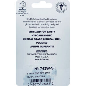 Studex Stainless Tiff Cubic Zirconia PR-743W-S