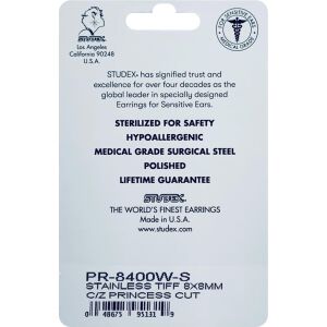 Studex Stainless Tiff Princess Cut PR-8400W-S