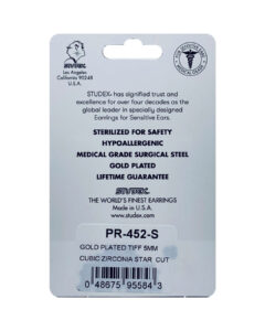 Studex Gold Plated Tiff 5mm Cubic Zirconia Start Cut PR-452-S