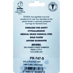 Studex Gold Plated Tiff Cubic Zirconia PR-747-S