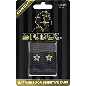 Studex Gold Plated Daisy APR Crystal SEP Sapphire PR-6049-S