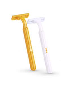 Twin blade razor yellow + white handle