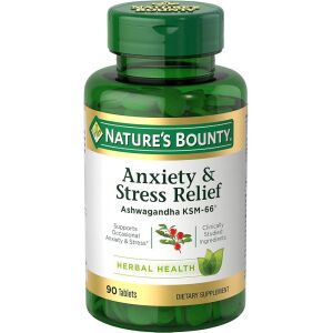 Nature's Bounty Anxiety and Stress Relief Ashwagandha KSM-66, 50 Tablets